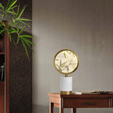 Mid Century Modern Marble and Hand Painted Bamboo Glass Table Lamp for Bedroom and Office