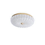 Modern Round Glass LED Flush Mount Ceiling Lamp with Gold Accents and Opaque Diffuser