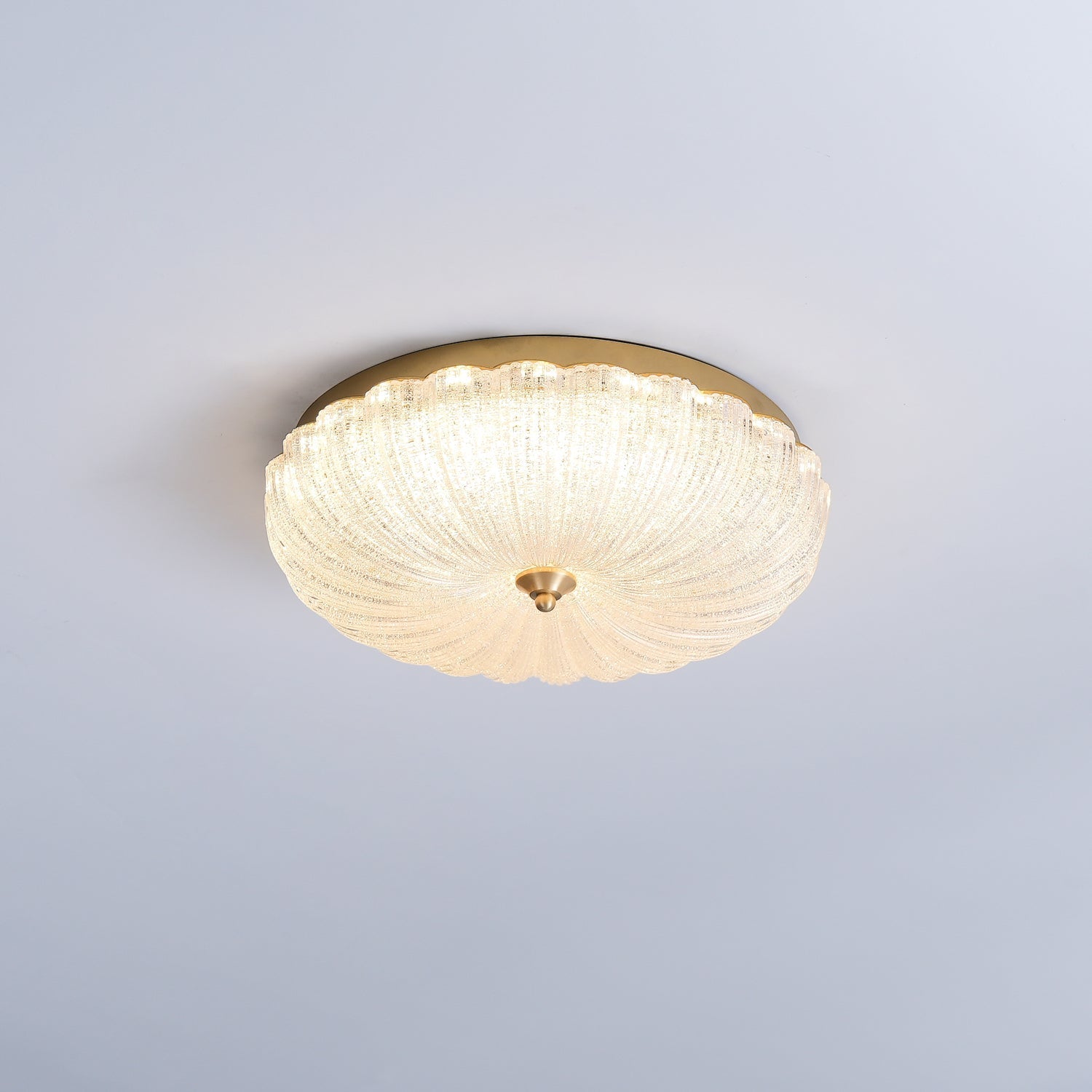 Modern Round Glass LED Flush Mount Ceiling Lamp with Gold Accents and Opaque Diffuser