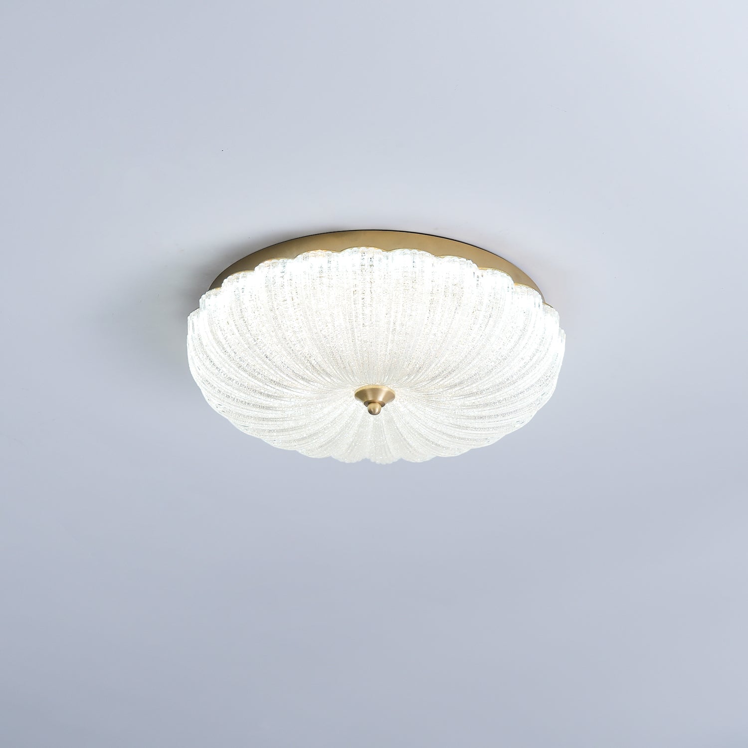 Modern Round Glass LED Flush Mount Ceiling Lamp with Gold Accents and Opaque Diffuser