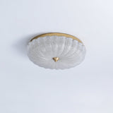 Modern Round Glass LED Flush Mount Ceiling Lamp with Gold Accents and Opaque Diffuser