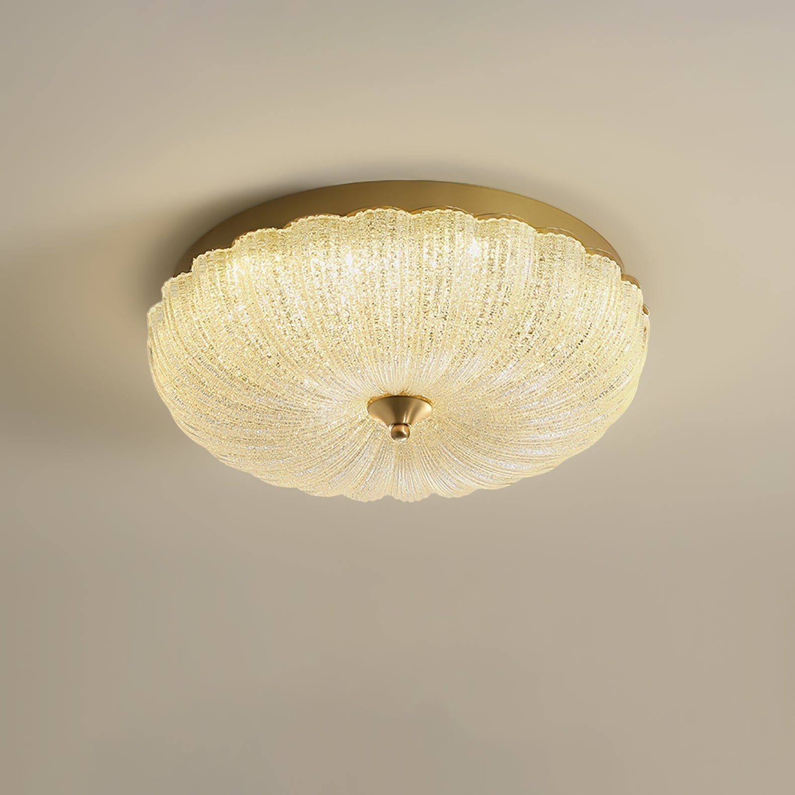 Modern Round Glass LED Flush Mount Ceiling Lamp with Gold Accents and Opaque Diffuser
