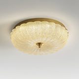 Modern Round Glass LED Flush Mount Ceiling Lamp with Gold Accents and Opaque Diffuser
