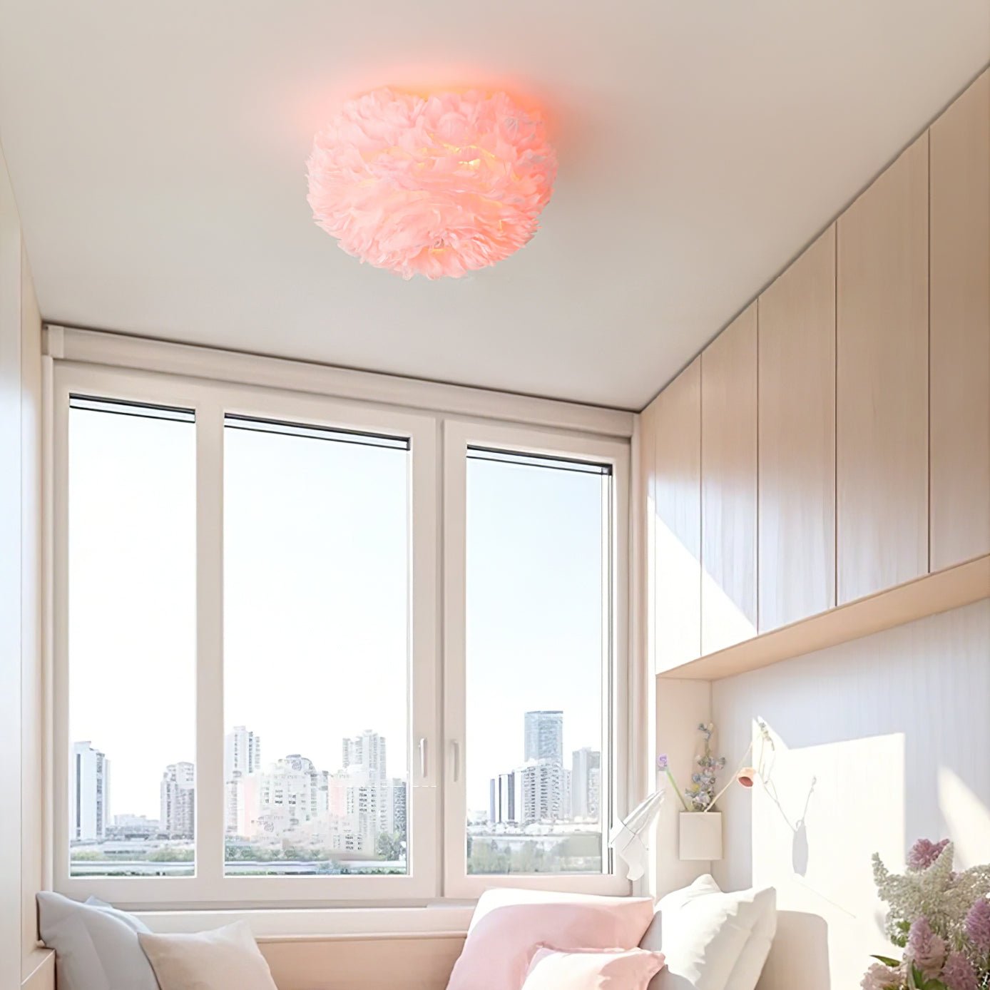 Modern Goose Feather Ceiling Lamp for Bedroom and Living Room Decor