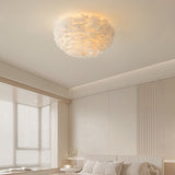 Modern Goose Feather Ceiling Lamp for Bedroom and Living Room Decor