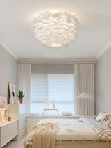 Modern Goose Feather Ceiling Lamp for Bedroom and Living Room Decor