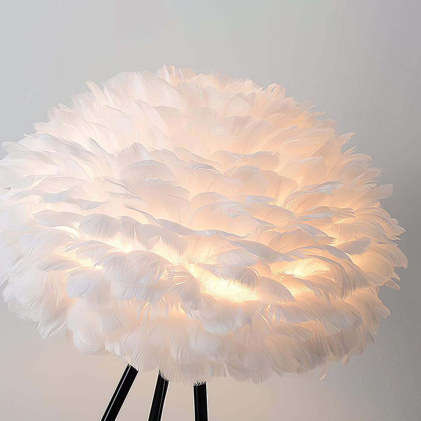 Modern Eos Style Natural White Feather Floor Lamp for Elegant Living Room Lighting
