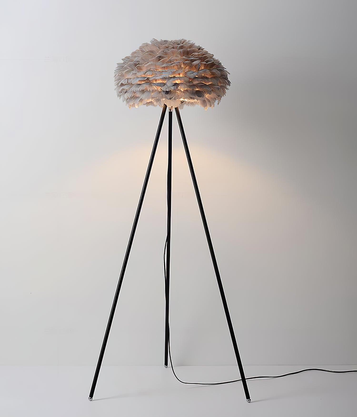 Modern Eos Style Natural White Feather Floor Lamp for Elegant Living Room Lighting
