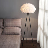 Modern Eos Style Natural White Feather Floor Lamp for Elegant Living Room Lighting