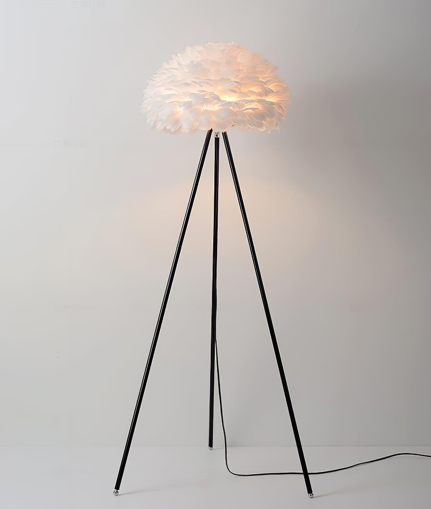 Modern Eos Style Natural White Feather Floor Lamp for Elegant Living Room Lighting