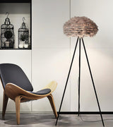 Modern Eos Style Natural White Feather Floor Lamp for Elegant Living Room Lighting