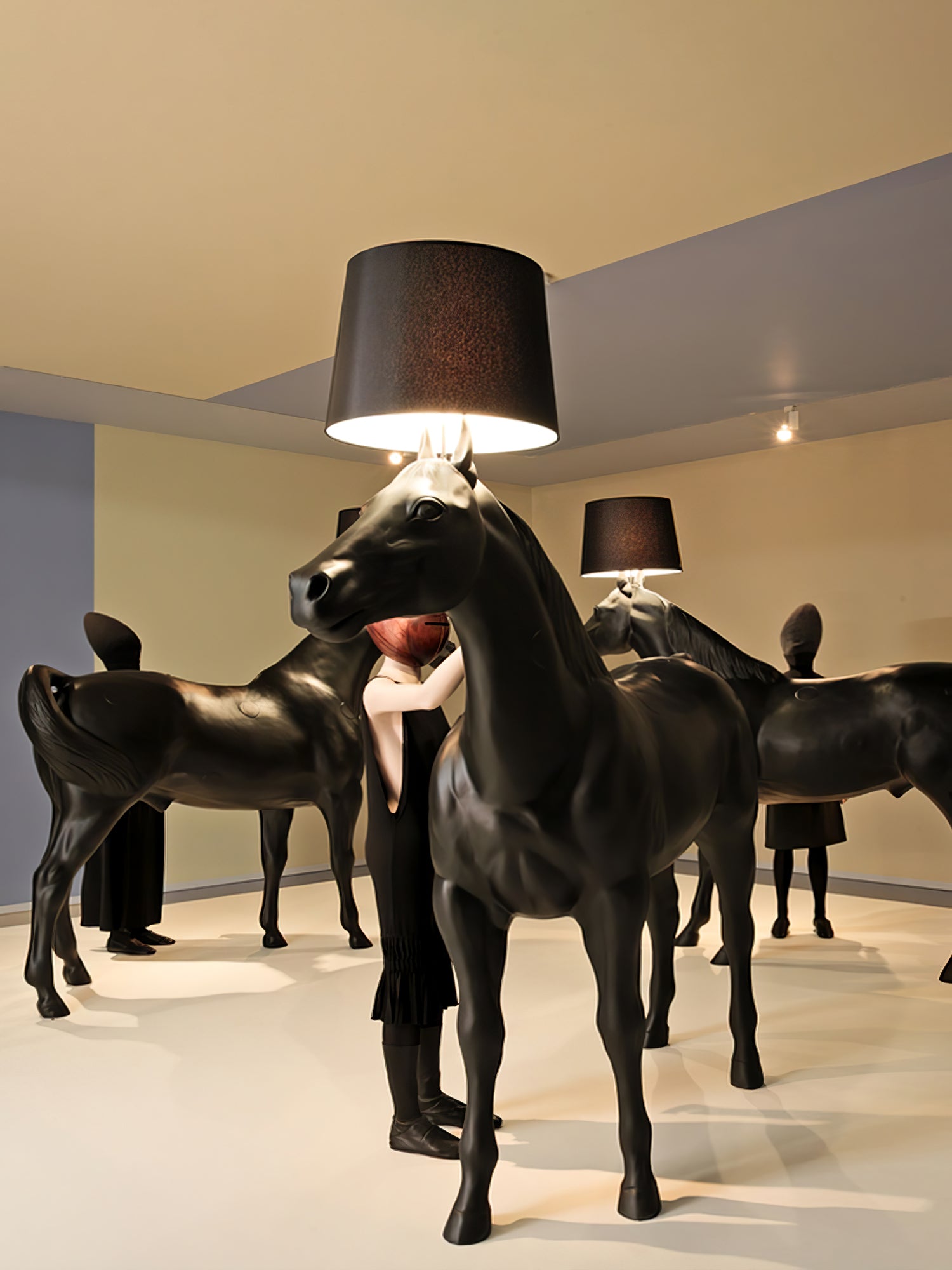 Artistic Horse Statue Standing Lamp Modern Black Sculptural Floor Light Fixture