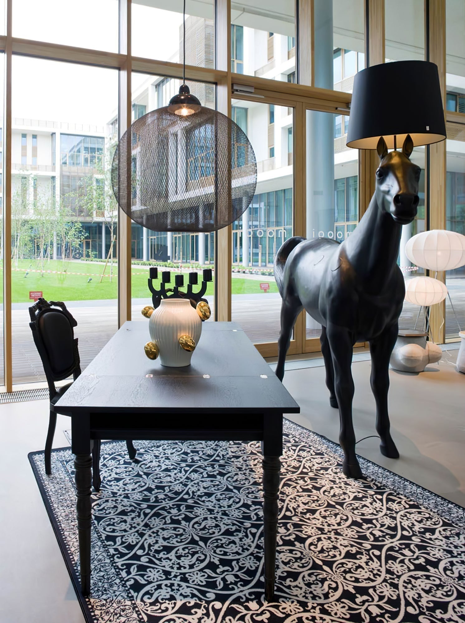 Artistic Horse Statue Standing Lamp Modern Black Sculptural Floor Light Fixture