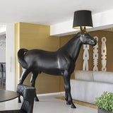 Artistic Horse Statue Standing Lamp Modern Black Sculptural Floor Light Fixture