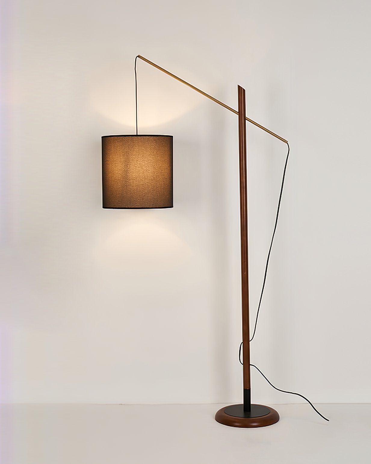 mid-century-modern-walnut-wood-arched-floor-lamp-with-fabric-drum-shade-standing-light