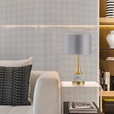 Modern Marble Table Lamp with Slate Grey Fabric Shade and Gold Metal Finish for Bedroom and Living Room