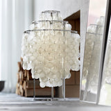 Natural Mother of Pearl Shell Table Lamp Round Coastal Bedside Light for Modern Interiors