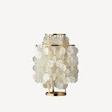 Natural Mother of Pearl Shell Table Lamp Round Coastal Bedside Light for Modern Interiors