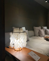 Natural Mother of Pearl Shell Table Lamp Round Coastal Bedside Light for Modern Interiors