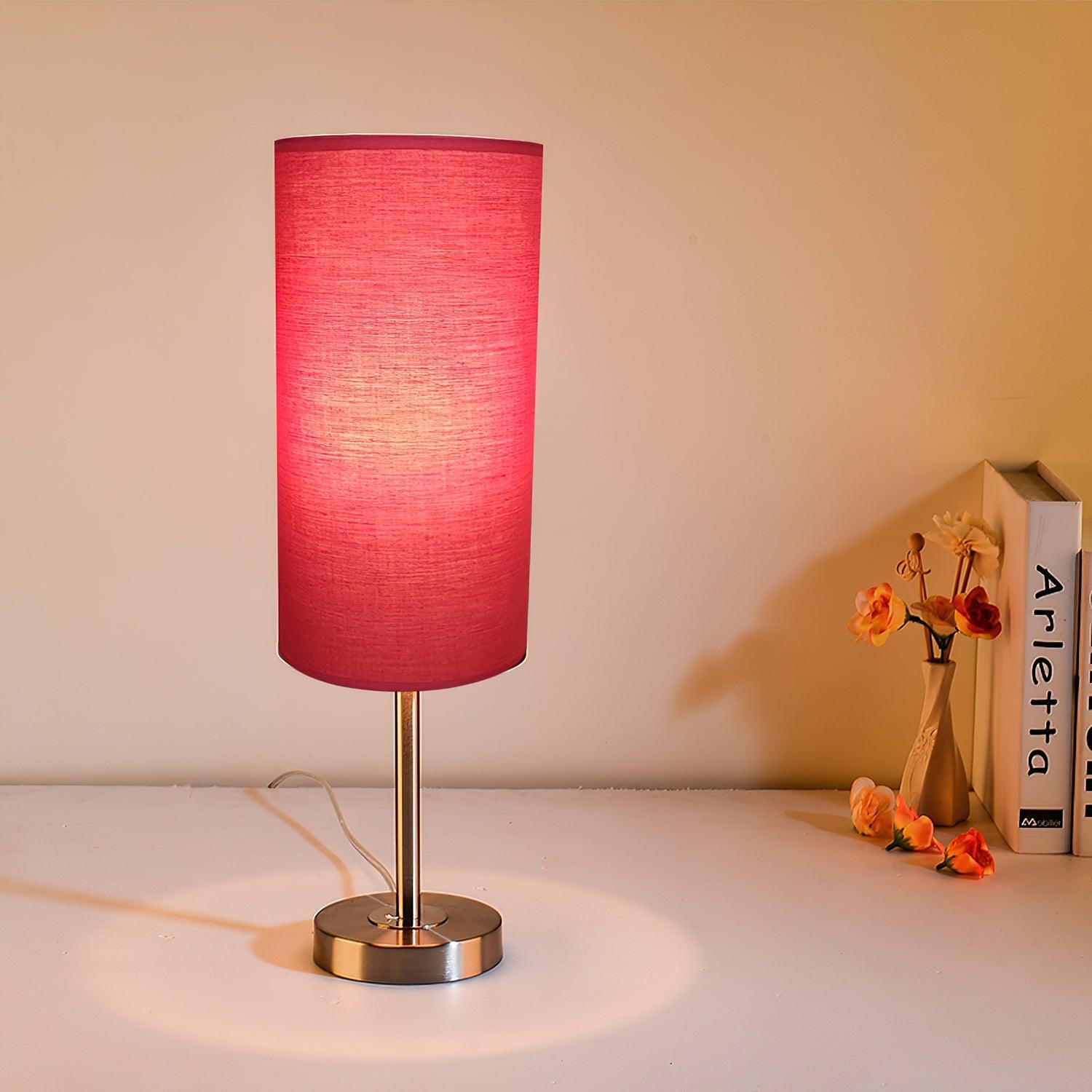 Modern Linen Fabric Bedside Table Lamp with Round Iron Base for Home Decor