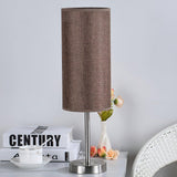 Modern Linen Fabric Bedside Table Lamp with Round Iron Base for Home Decor