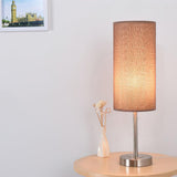 Modern Linen Fabric Bedside Table Lamp with Round Iron Base for Home Decor