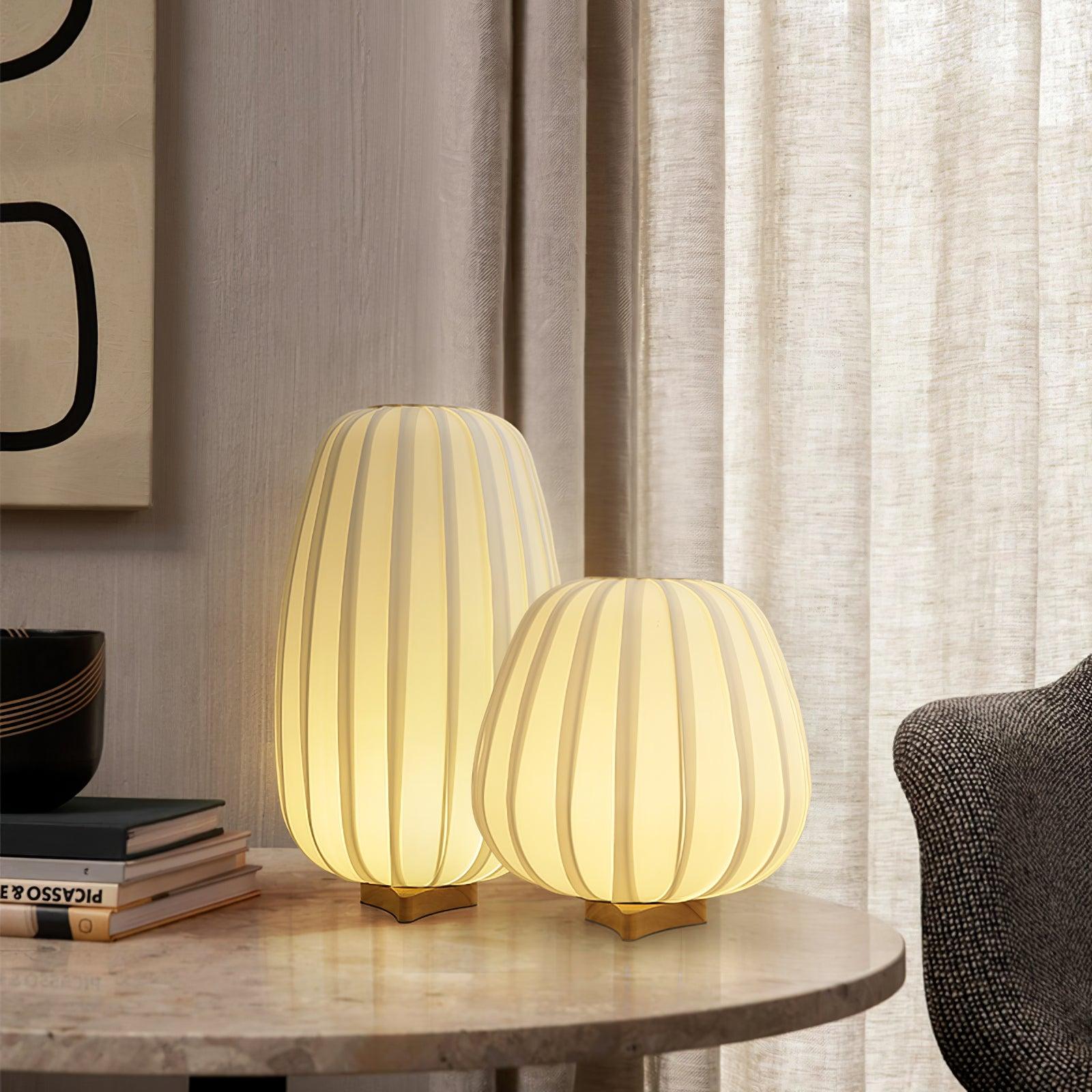 Modern Fabric Wood Minimalist Table Lamp with Integrated LED for Bedroom and Living Room