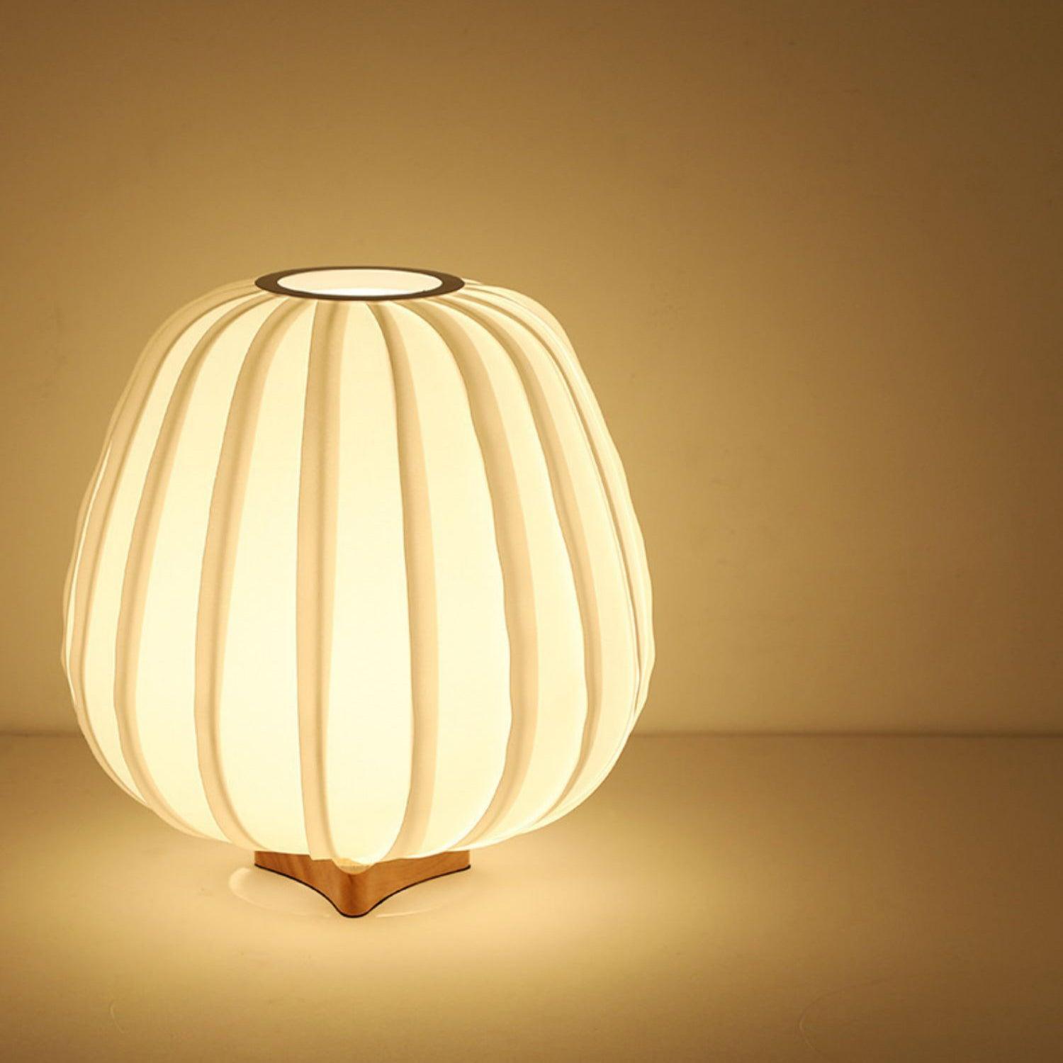 Modern Fabric Wood Minimalist Table Lamp with Integrated LED for Bedroom and Living Room
