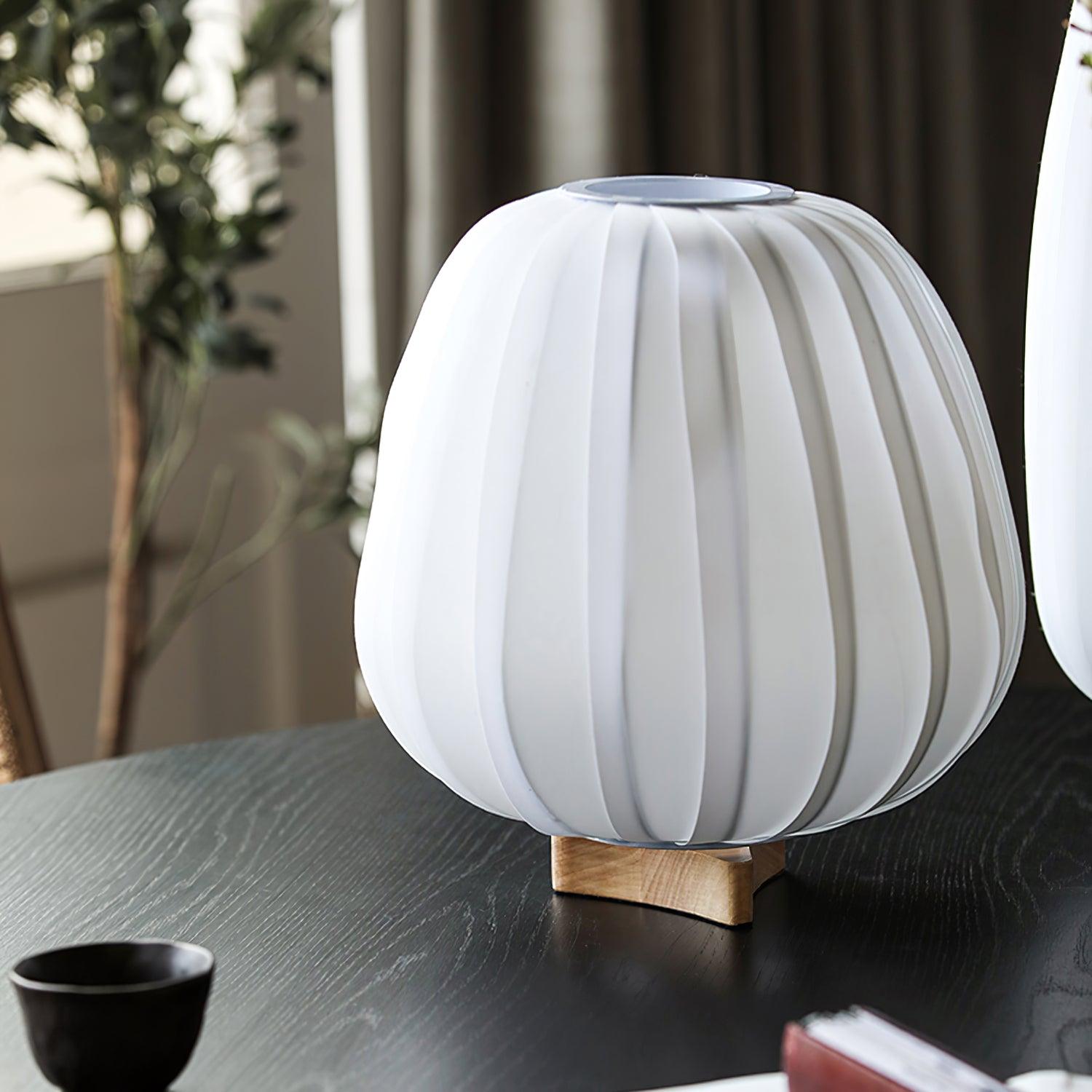 Modern Fabric Wood Minimalist Table Lamp with Integrated LED for Bedroom and Living Room