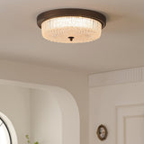 Fabula Flush Mount Ceiling Light Vintage Bronze American Style Fixture with Antiqued Glass