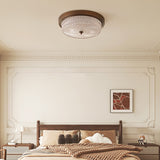 Fabula Flush Mount Ceiling Light Vintage Bronze American Style Fixture with Antiqued Glass
