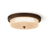 Fabula Flush Mount Ceiling Light Vintage Bronze American Style Fixture with Antiqued Glass