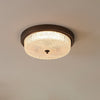 Fabula Flush Mount Ceiling Light Vintage Bronze American Style Fixture with Antiqued Glass
