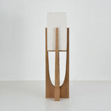 Modern Fairbanks Standing Lamp with Ash Wood Frame and White Fabric Shade