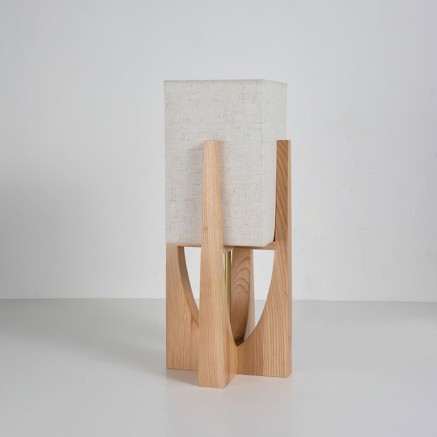 Modern Fairbanks Standing Lamp with Ash Wood Frame and White Fabric Shade