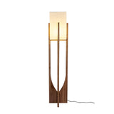 Modern Fairbanks Standing Lamp with Ash Wood Frame and White Fabric Shade