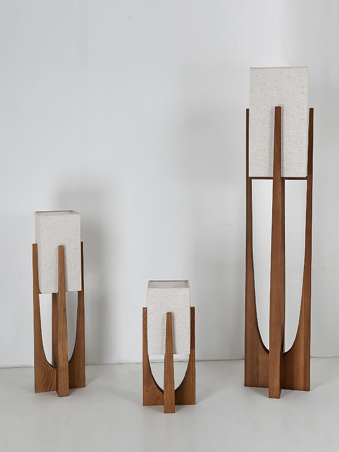 Modern Fairbanks Standing Lamp with Ash Wood Frame and White Fabric Shade