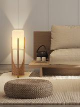 Modern Fairbanks Standing Lamp with Ash Wood Frame and White Fabric Shade