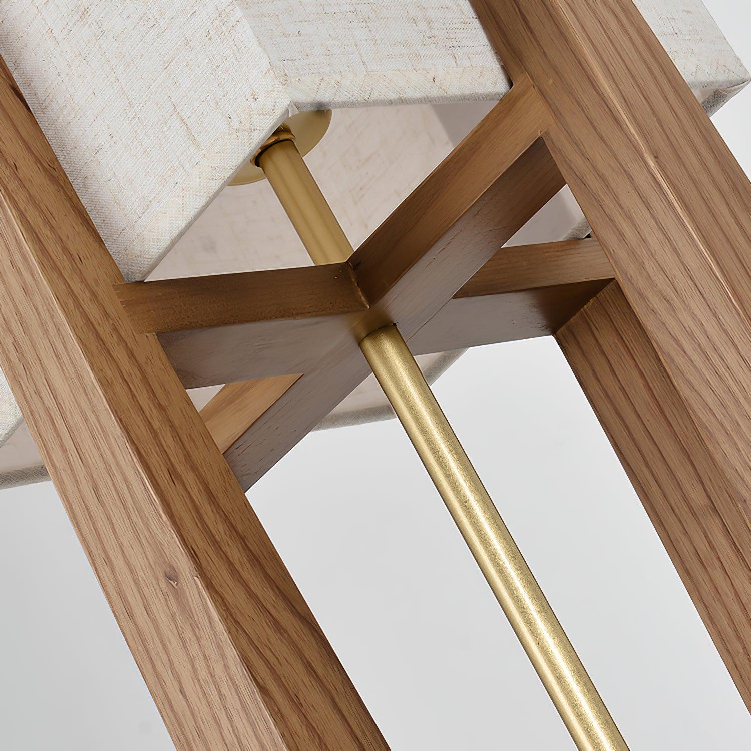 Modern Fairbanks Standing Lamp with Ash Wood Frame and White Fabric Shade