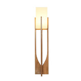 Modern Fairbanks Standing Lamp with Ash Wood Frame and White Fabric Shade