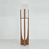 Modern Fairbanks Standing Lamp with Ash Wood Frame and White Fabric Shade