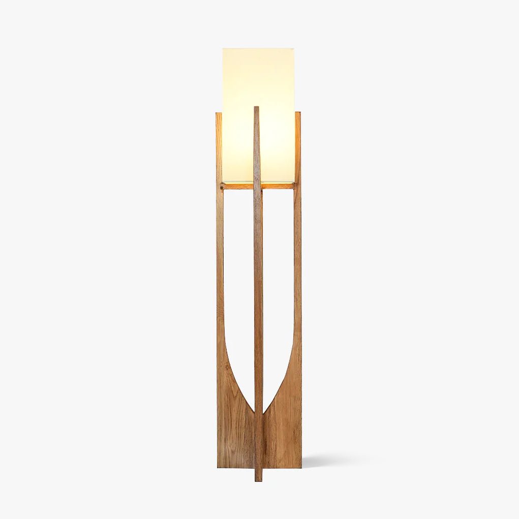 Modern Fairbanks Standing Lamp with Ash Wood Frame and White Fabric Shade
