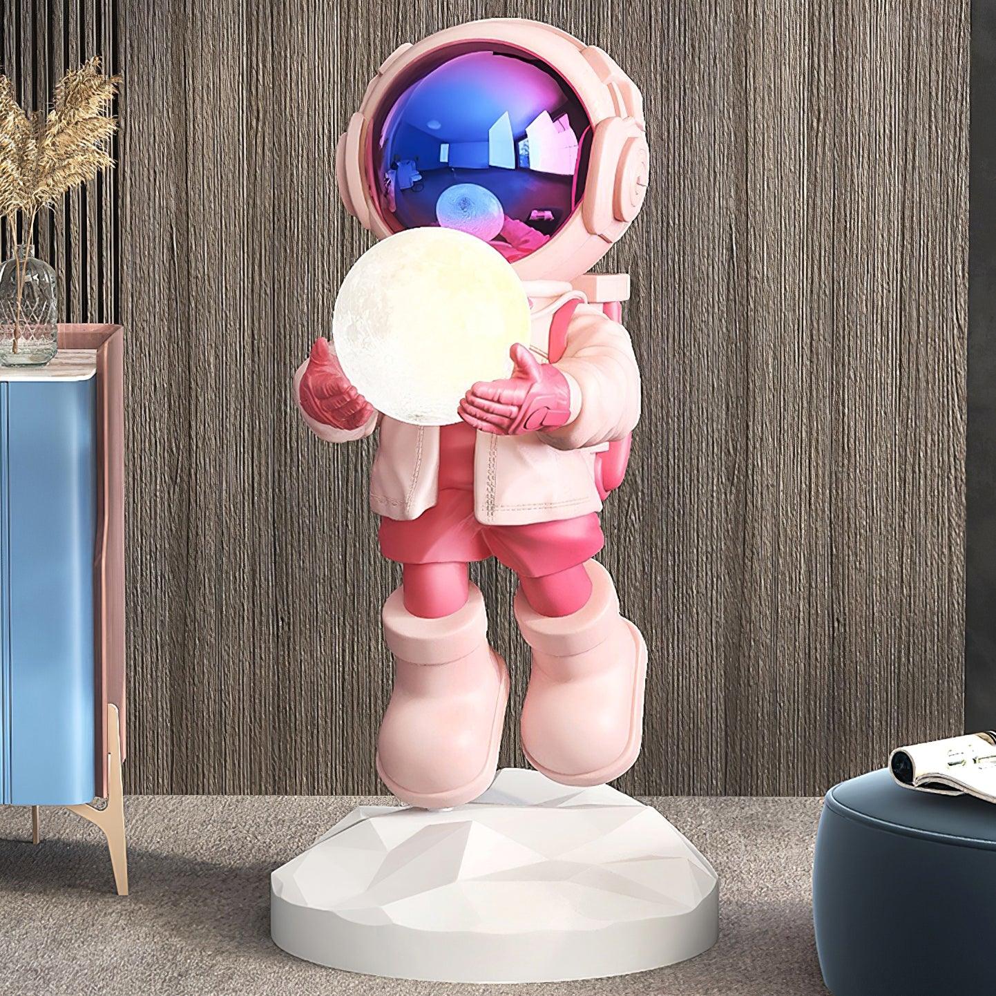 Astronaut Resin Floor Lamp with 5D Printed Globe and Rechargeable Battery for Bedroom
