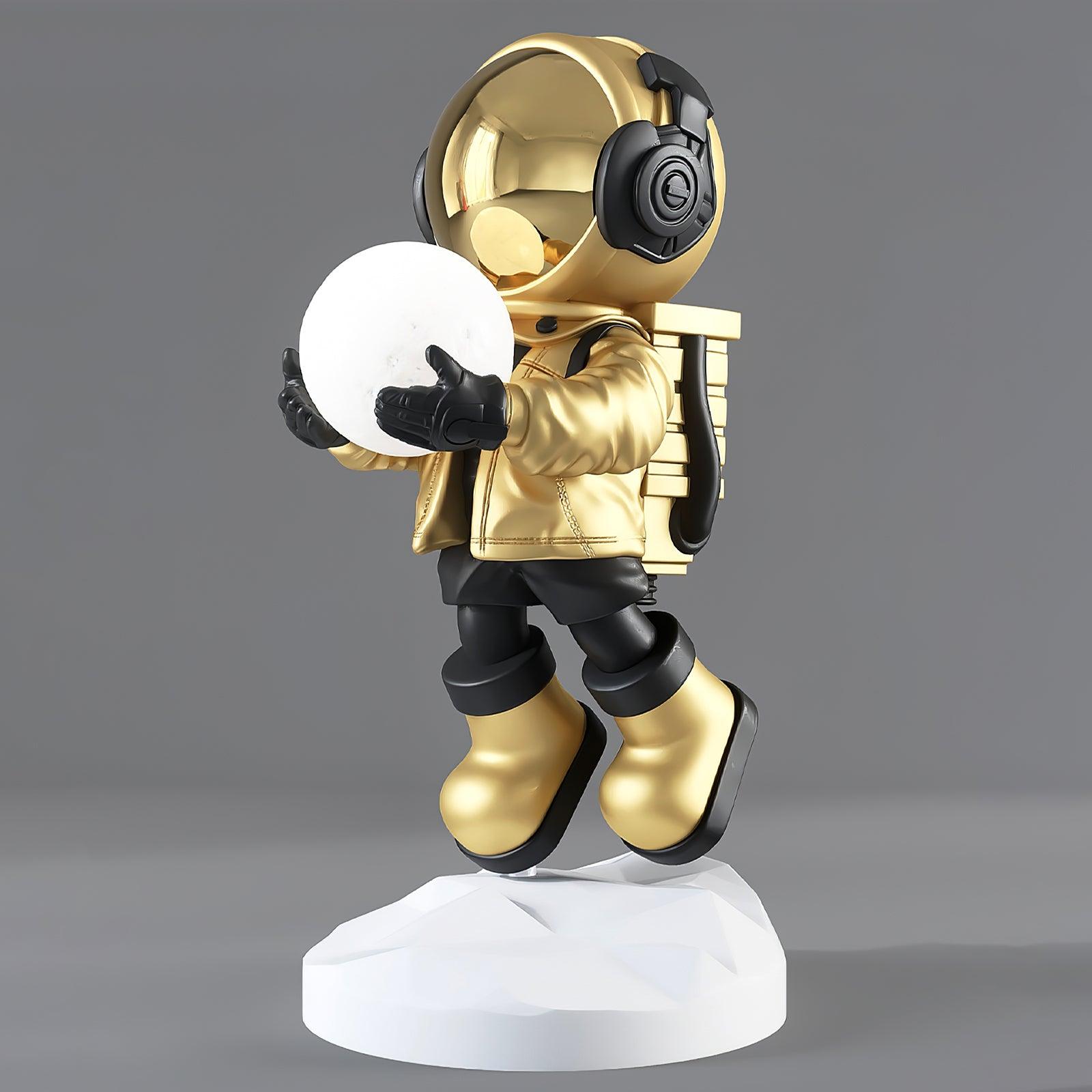 Astronaut Resin Floor Lamp with 5D Printed Globe and Rechargeable Battery for Bedroom