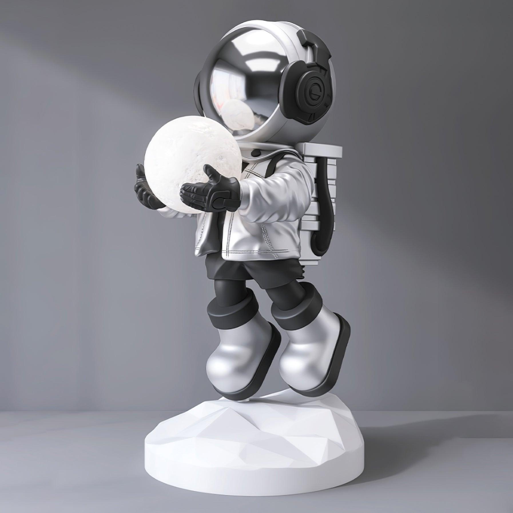 Astronaut Resin Floor Lamp with 5D Printed Globe and Rechargeable Battery for Bedroom