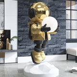Astronaut Resin Floor Lamp with 5D Printed Globe and Rechargeable Battery for Bedroom