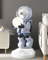 Astronaut Resin Floor Lamp with 5D Printed Globe and Rechargeable Battery for Bedroom