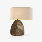 Faro Modern Geometric Table Lamp with Abaca Fabric Shade and Black Resin Base