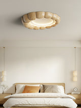 Modern Walnut Wood Grain Ripple Flush Mount LED Ceiling Light Fixture