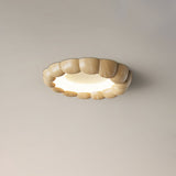 Modern Walnut Wood Grain Ripple Flush Mount LED Ceiling Light Fixture
